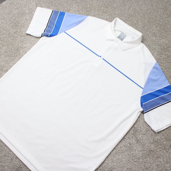 Callaway Opti-Dri Polo Shirt Mens XL White & Blue Golf Stretch Short Sleeve - Picture 3 of 13